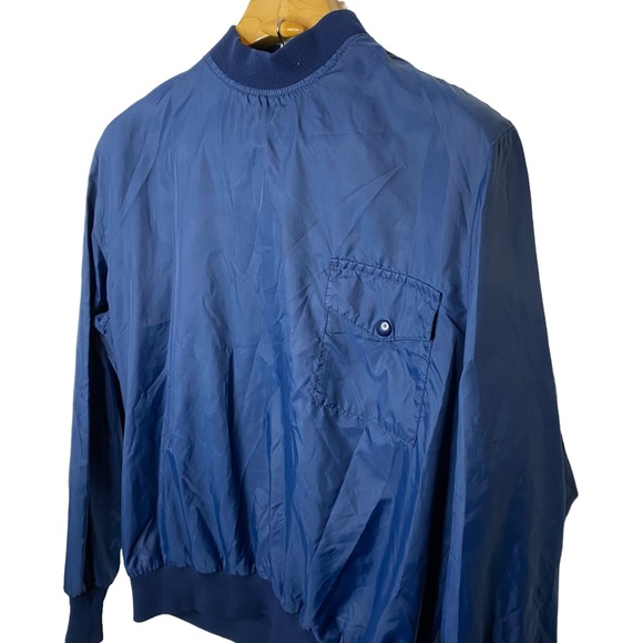 Vintage Pullover Wind Jacket M Navy Blue Talon Zipper Unbranded 80s Crew Neck - Picture 2 of 10